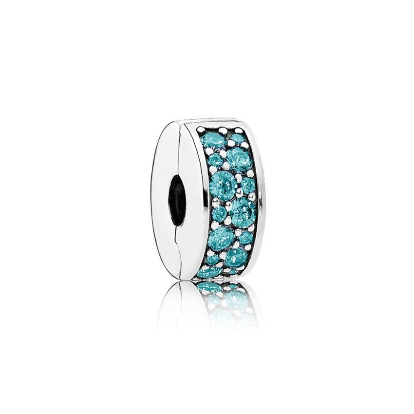 Pandora Shining Elegance Clip, Teal CZ 791817MCZ, Pandora Charms Sale