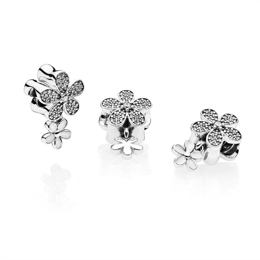 Pandora Dazzling Daisy Duo, White Enamel & Clear CZ 792098CZ, Pandora ...