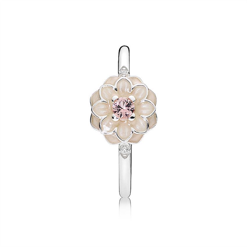 Pandora Blooming Dahlia Ring, Cream Enamel, Clear CZ & Blush Pink ...