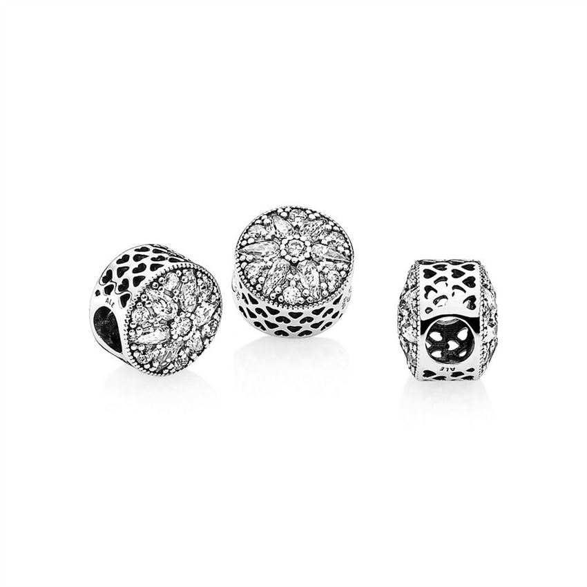 Pandora Abstract silver charm with clear cubic zirconia 791762CZ ...