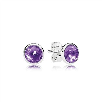 Pandora February Droplets Stud Earrings, Synthetic Amethyst 290738SAM