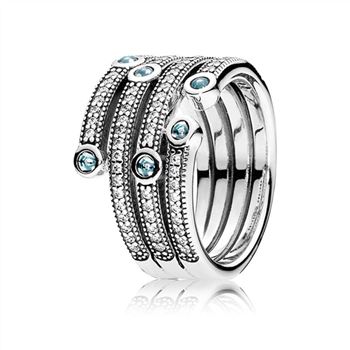 Pandora Shimmering Ocean Ring, Frosty Mint & Clear CZ 191002CZF