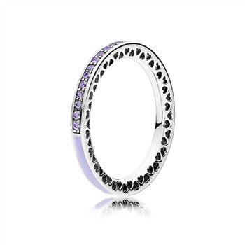 Pandora Radiant Hearts of PANDORA Ring, Lavender Enamel & Clear CZ 191011ACZ