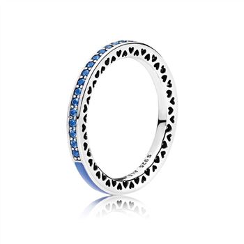 Pandora Radiant Hearts of PANDORA Ring, Princess Blue Enamel & Royal Blue Crystals 191011NCB