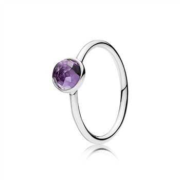 Pandora February Droplet Ring, Synthetic Amethyst 191012SAM