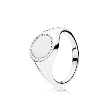 Pandora Circle Signet Ring, Clear CZ 191041CZ