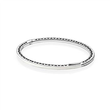 Pandora Radiant Hearts of PANDORA Bangle Bracelet, Silver Enamel & Clear CZ 590537EN23