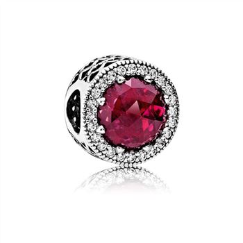 Pandora Radiant Hearts Charm, Cerise Crystal & Clear CZ 791725NC