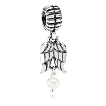 Pandora Angel Wings Silver & Pearl Hanging Charm - PANDORA 790975P ...
