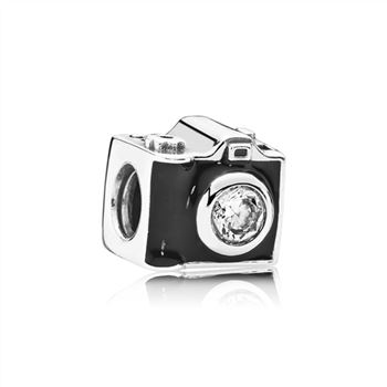 Pandora Sentimental Snapshots Charm, Clear CZ & Black Enamel 791709CZ