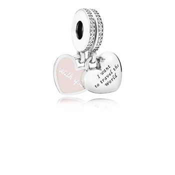 Pandora Travel Together Forever Dangle Charm, Pink Enamel & Clear CZ 791717CZ