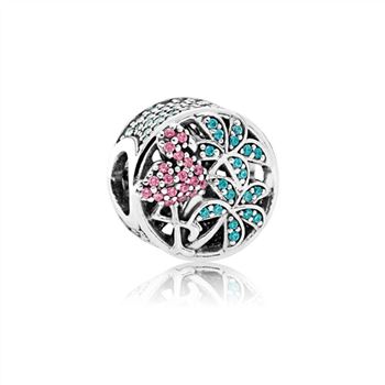 Pandora Tropical Flamingo, Light Green Crystals & Multi-Colored CZ 792117CZS