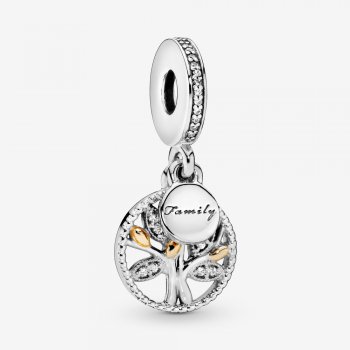 Sparkling Family Tree Dangle Charm Two-tone 791728CZ