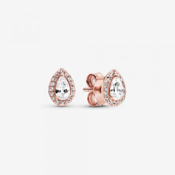 Teardrop Halo Stud Earrings Rose gold plated 286252CZ