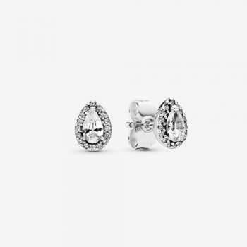 Sparkling Teardrop Halo Stud Earrings Sterling silver 296252CZ