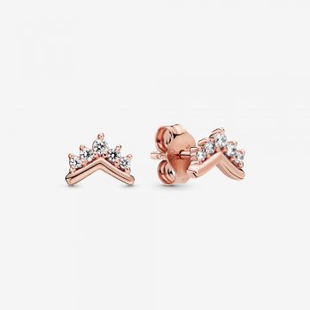 Tiara Wishbone Stud Earrings Rose gold plated 288274CZ